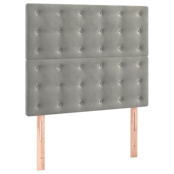 Ramsäng med madrass & LED ljusgrå 90x190 cm sammet