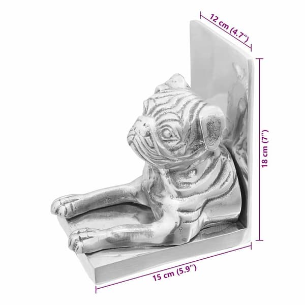 Bokstöd 2 pcs Silver 12 x 15 x 18 cm Aluminium