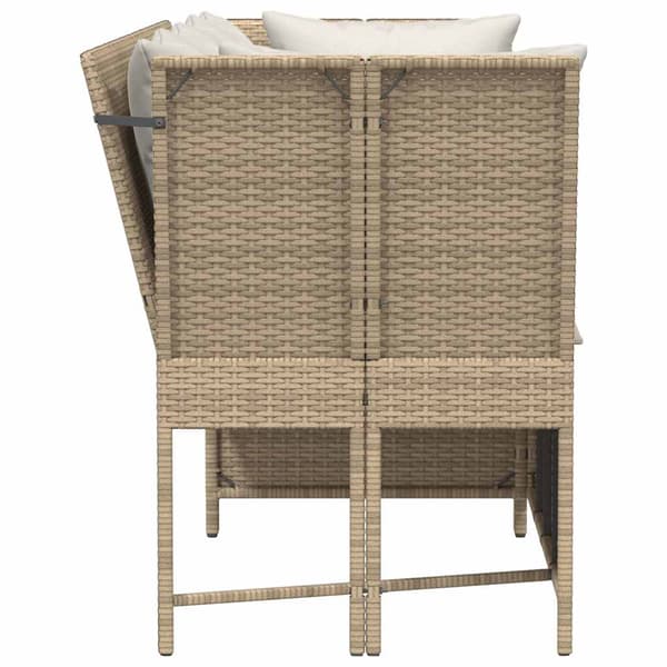 Trädgårdssoffa med dynor beige konstrotting