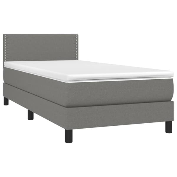 Ramsäng med madrass mörkgrå 100x200 cm tyg