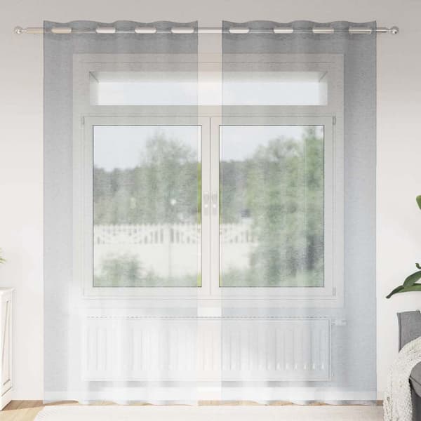 Voile Gardin 2 st Mörkgrå 245 x 140 cm Polyester