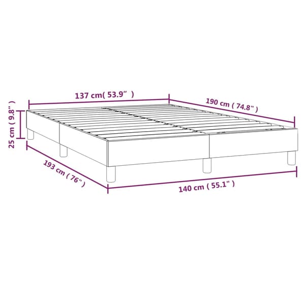 Boxspring-sängram mörkbrun 140x190 cm tyg