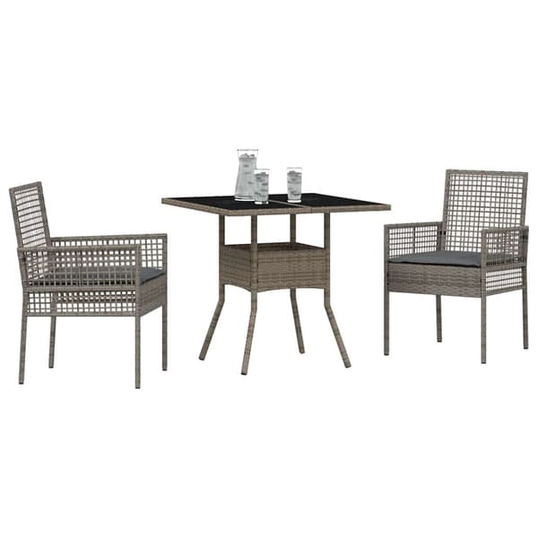 Trädgårdsmöbelset 3 pcs Grå konstrotting