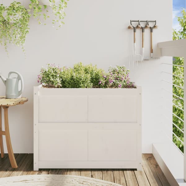 Odlingslåda 90x50x70 cm vit massiv furu