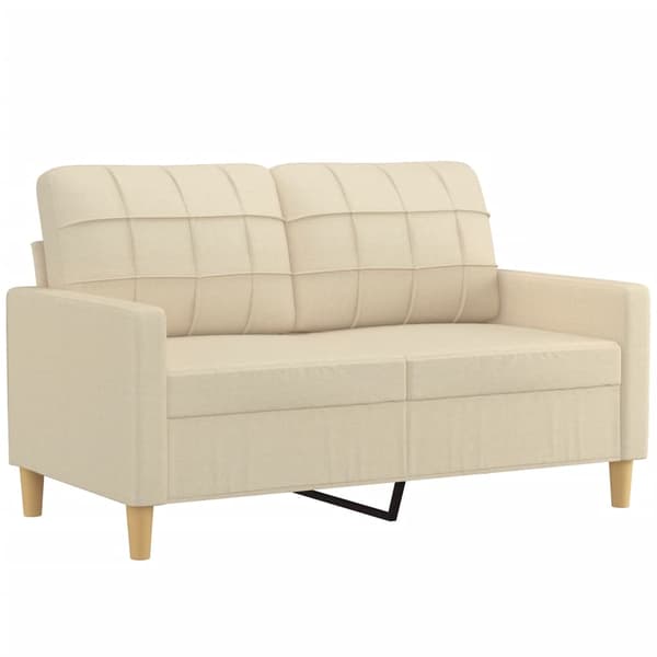 2-sits soffa med prydnadskuddar gräddvit 120 cm tyg
