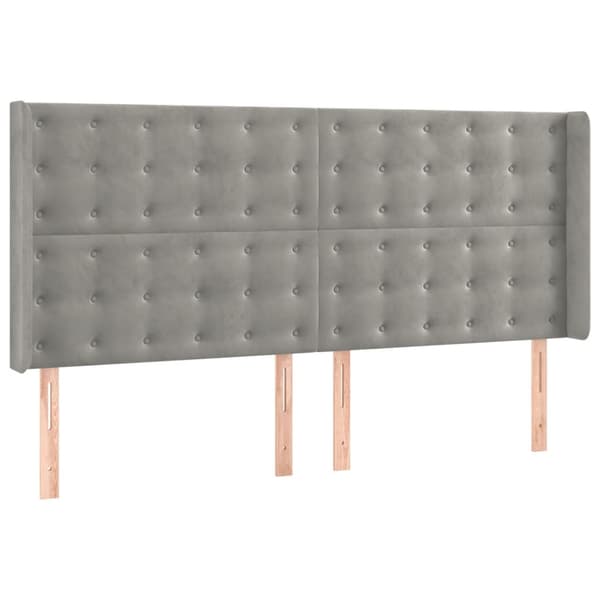 Ramsäng med madrass & LED ljusgrå 180x200 cm sammet