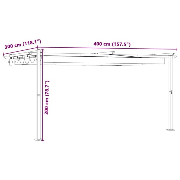 Paviljong 400 x 300 x 200 cm Gräddvit Polyester