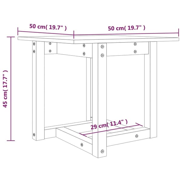 Soffbord grå 50x50x45 cm massiv furu
