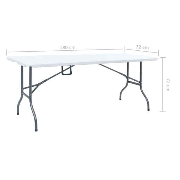 Hopfällbart trädgårdsbord vit 180x72x72 cm HDPE