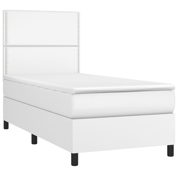 Ramsäng med madrass vit 100x200 cm konstläder