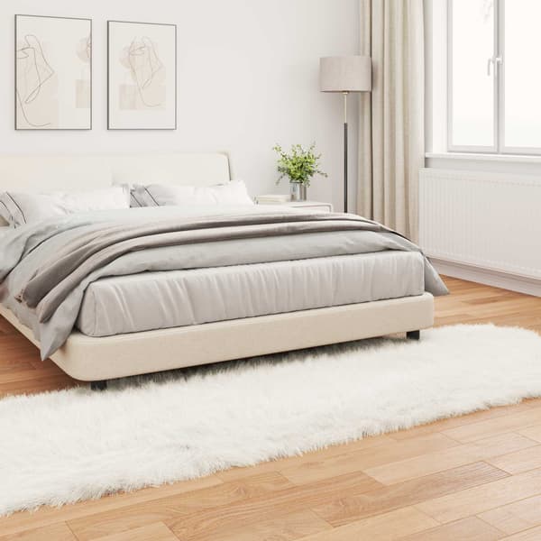 Fuskfäll matta TAFALLA Vit 80 x 250 cm Polyester