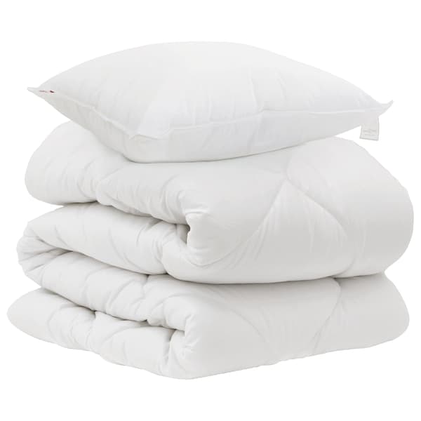 Duntäcke med kudde 2 pcs Vit Mikrofiber