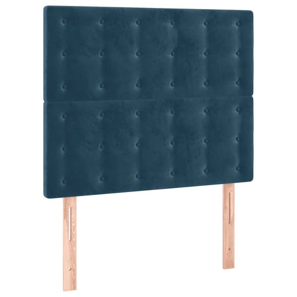 Sänggavel LED mörkblå 100x5x118/128 cm sammet