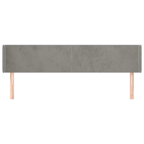 Sänggavel med kanter ljusgrå 163x16x78/88 cm sammet