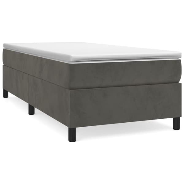 Ramsäng med madrass mörkgrå 90x190 cm sammet
