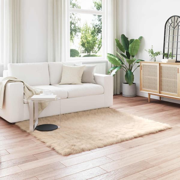 Fuskfäll matta TAFALLA Beige 120 x 120 cm Polyester
