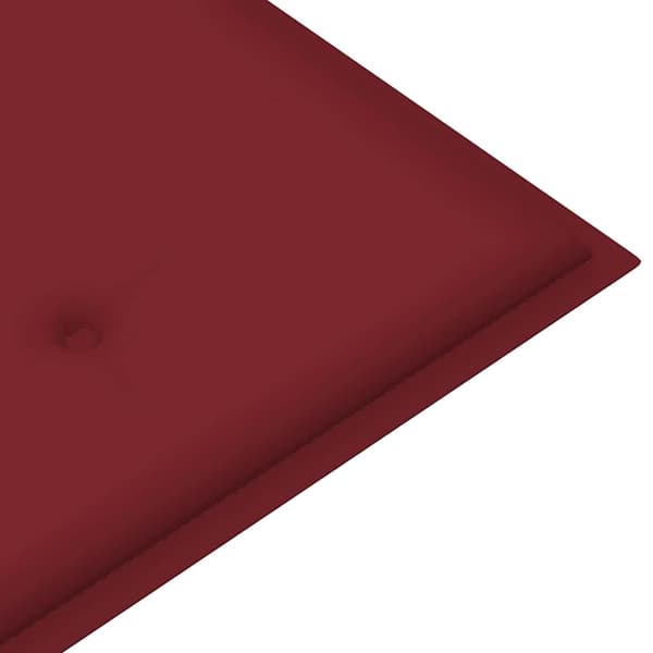Bataviabänk med vinröd dyna 150 cm massiv teak