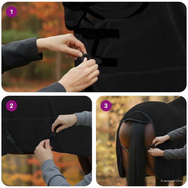 Hästdyna Svart 155 cm Polyester Fleece
