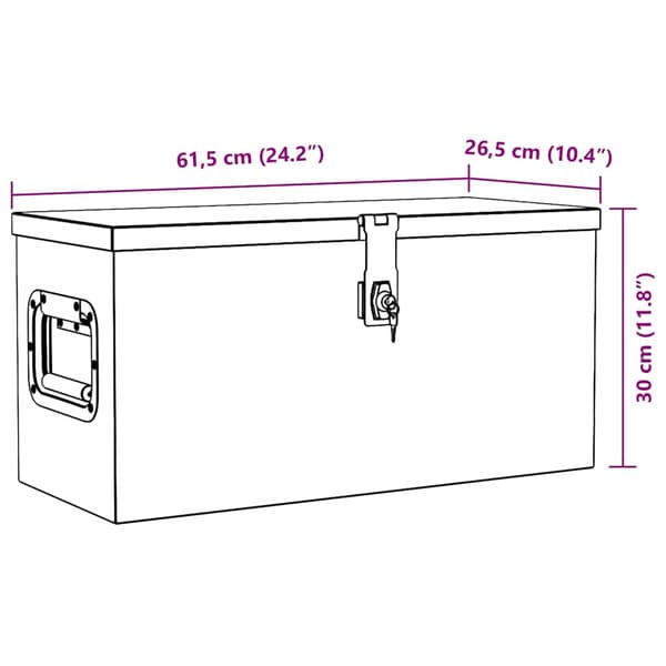 Förvaringslåda aluminium 61,5x26,5x30 cm silver