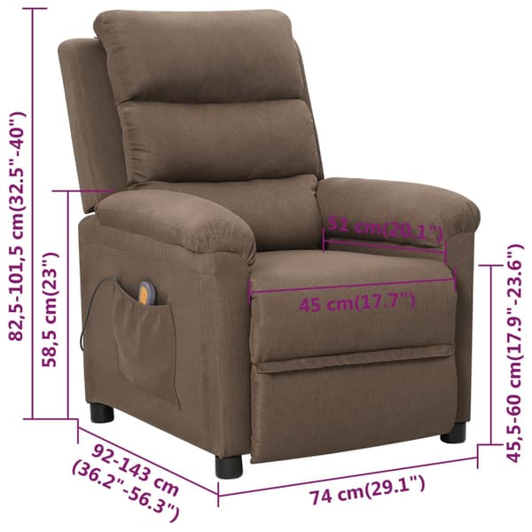 Massagefåtölj taupe tyg