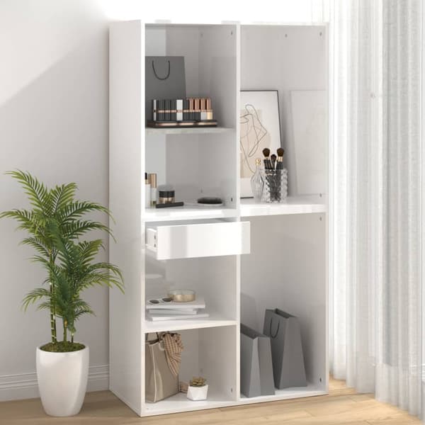 Sminkskåp vit högglans 80x40x75 cm konstruerat trä