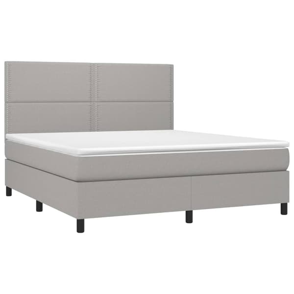 Ramsäng med madrass & LED ljusgrå 180x200 cm tyg