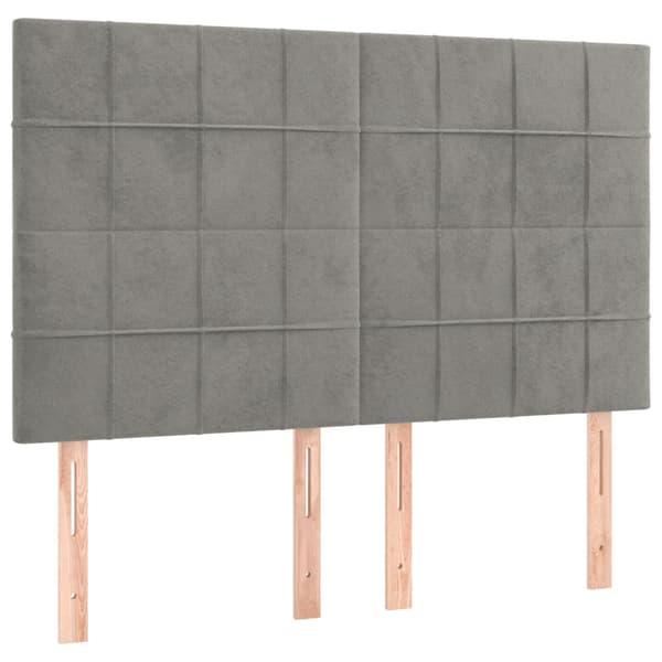 Ramsäng med madrass & LED ljusgrå 140x200 cm sammet