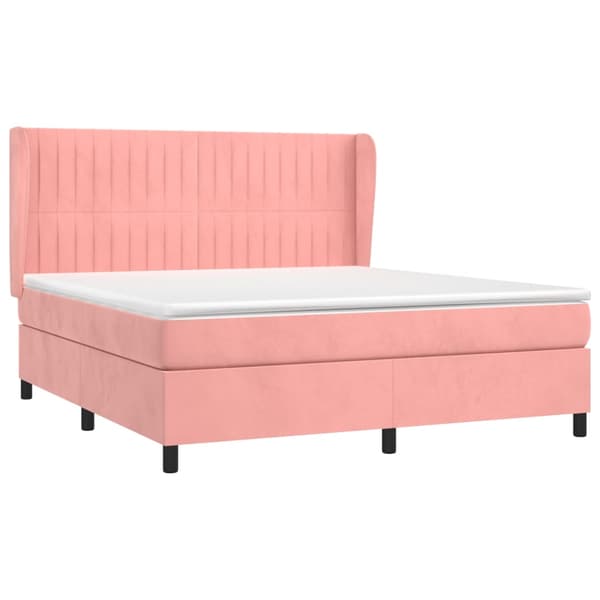 Ramsäng med madrass rosa 160x200 cm sammet