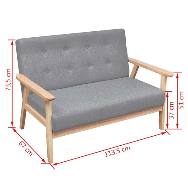Soffgrupp 2 delar tyg ljusgrå