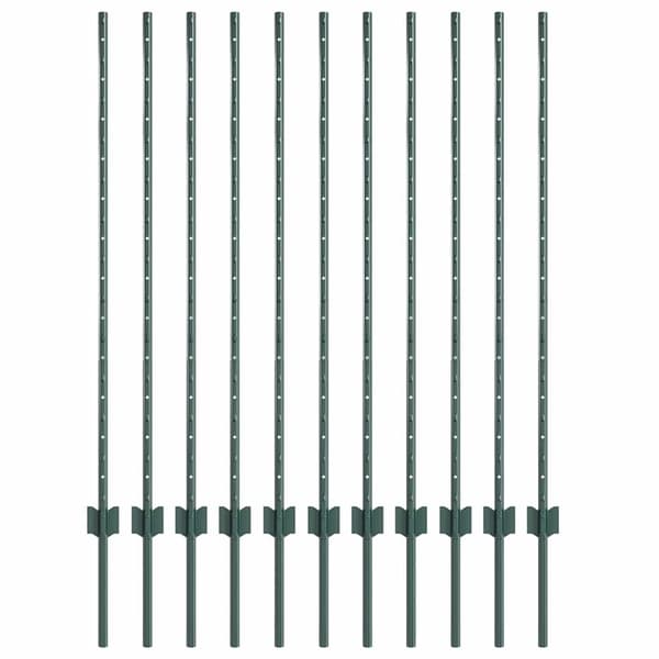 Stängselstolpe 11 pcs Grön 120 cm Stål