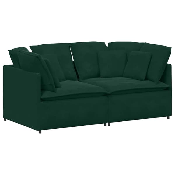 Modulsoffa med dynor sammet mörkgrön