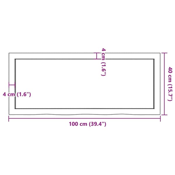 Hyllplan 100x40x(2-4) cm obehandlad massiv ek
