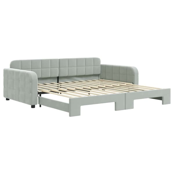 Dagbädd utdragbar ljusgrå 100x200 cm sammet