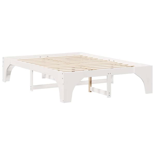 Sängram Vit 150 x 200 cm Massiv furu