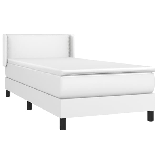 Ramsäng med madrass vit 100x200 cm konstläder
