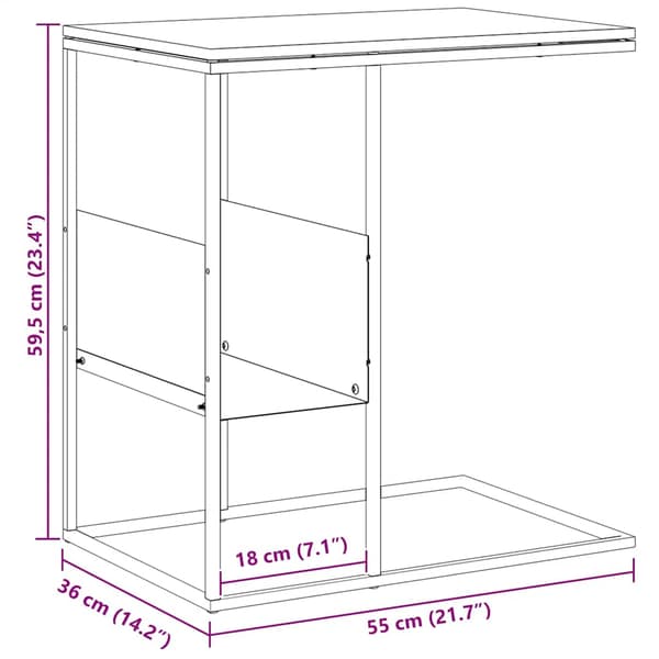 Sidobord vit 55x36x59,5 cm konstruerat trä