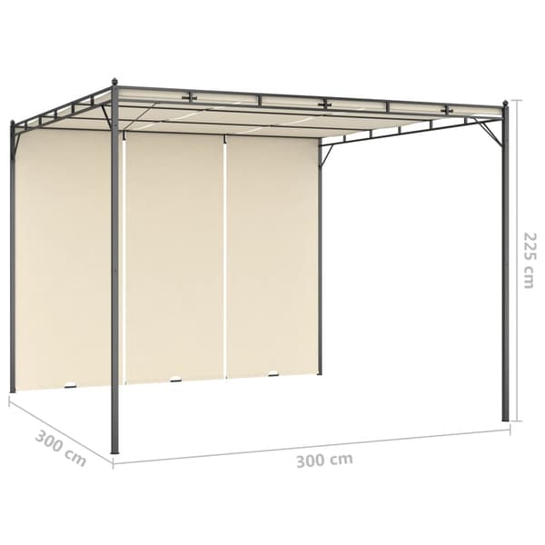Trädgårdspaviljong med draperier 3x3x2,25m gräddvit