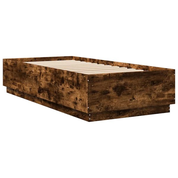 Sängram rökfärgad ek 100x200 cm konstruerad trä