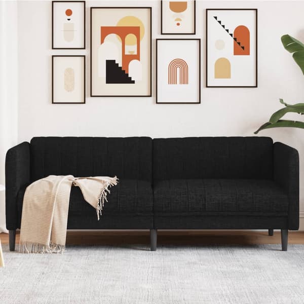 Soffa 3-sits svart tyg
