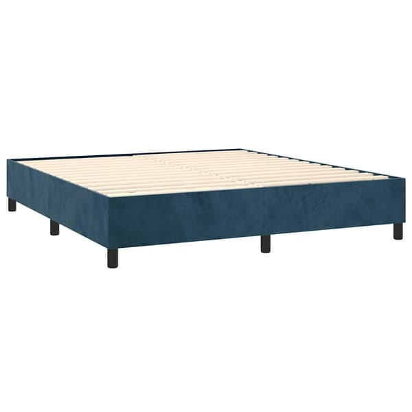 Ramsäng med madrass mörkblå 160x200 cm sammet