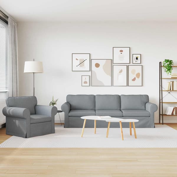 Soffa 2 pcs Ljusgrå 245 x 82 x 80 cm tyg