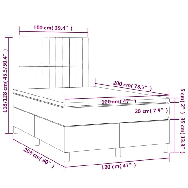 Ramsäng med madrass mörkblå 120x200 cm sammet