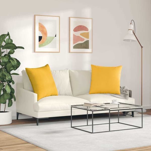 Sofakuddar 2 pcs Ljusgul 80 x 80 cm Kordread tyg