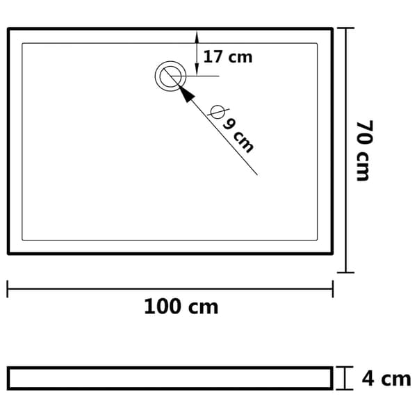 Duschkar rektangulärt ABS vit 70x100 cm