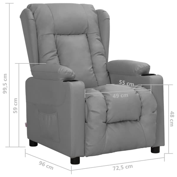 Reclinerfåtölj grå konstläder