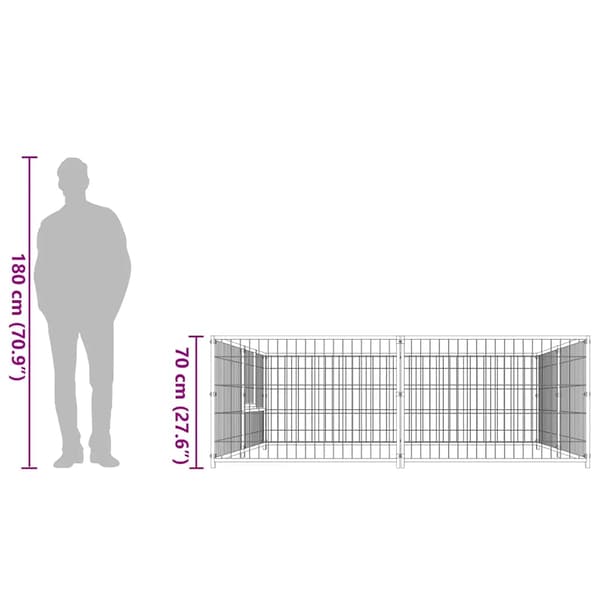 Hundgård svart 4 m² stål