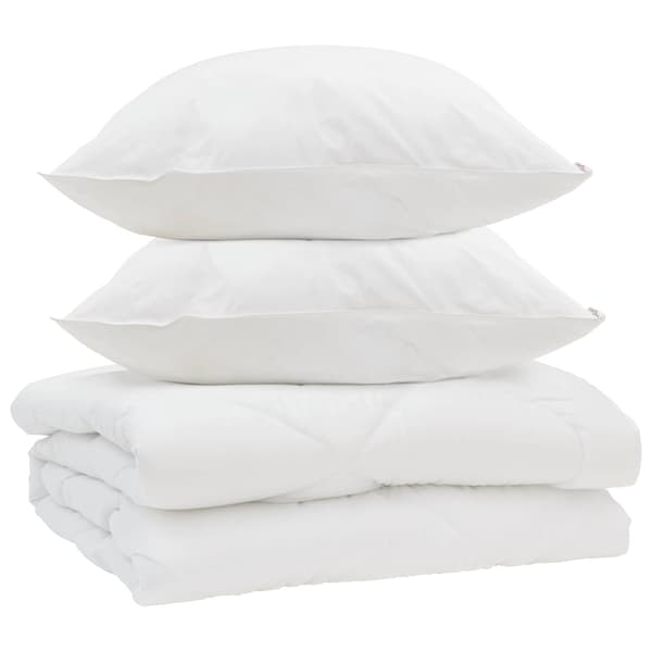 Duntäcke med kudde 3 pcs Vit Mikrofiber
