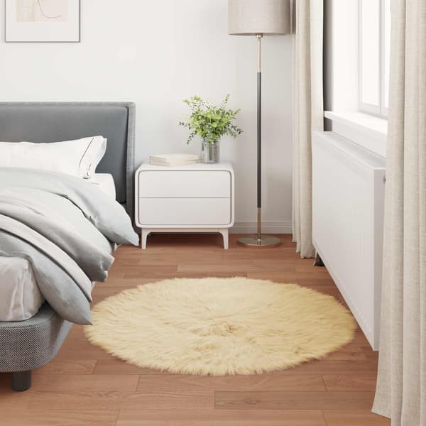 Fuskfäll matta TAFALLA Gräddvit Ø 120 cm Polyester