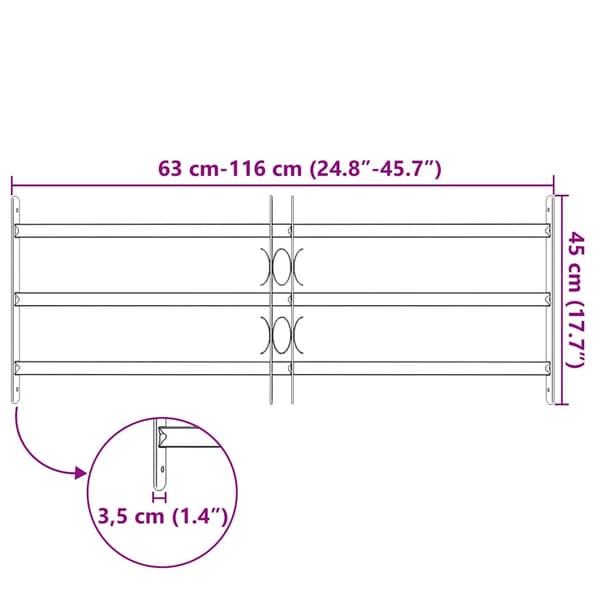 Fönstergaller med 3 stänger 700-1050 mm justerbart