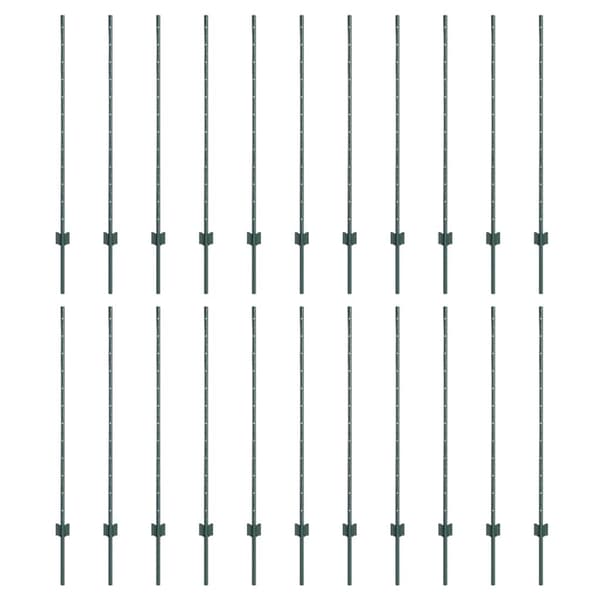 Inbäddad staketpost 22 st Grön 160 cm Pulverlackerat stål